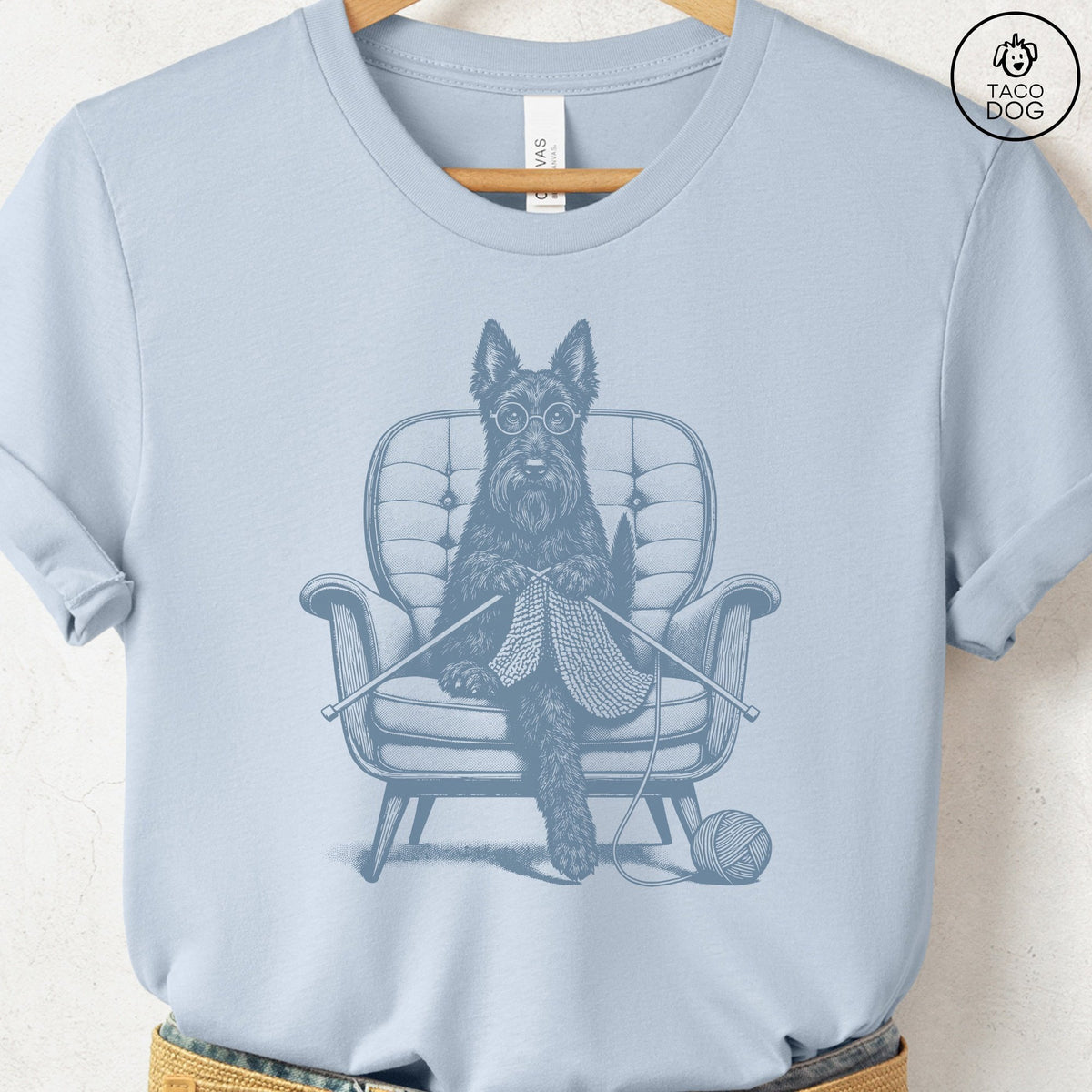 Scottie Knitting T-Shirt Light Blue Taco-Dog