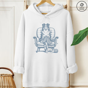 Shetland Sheepdog Knitting Hoodie White Taco-Dog