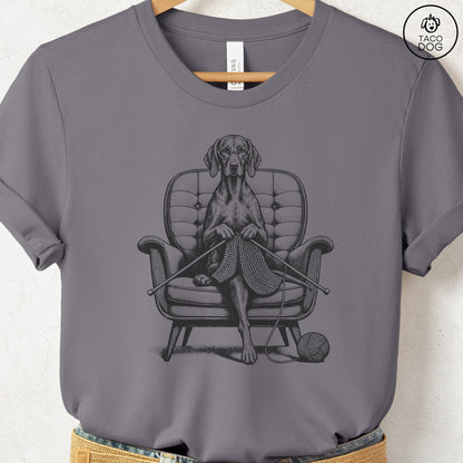 Vizsla Knitting T-Shirt Storm Taco-Dog