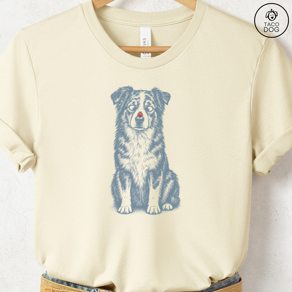 Australian Shepherd Ladybug T-Shirt Natural Taco-Dog
