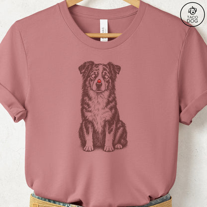 Australian Shepherd Ladybug T-Shirt Heather Mauve Taco-Dog