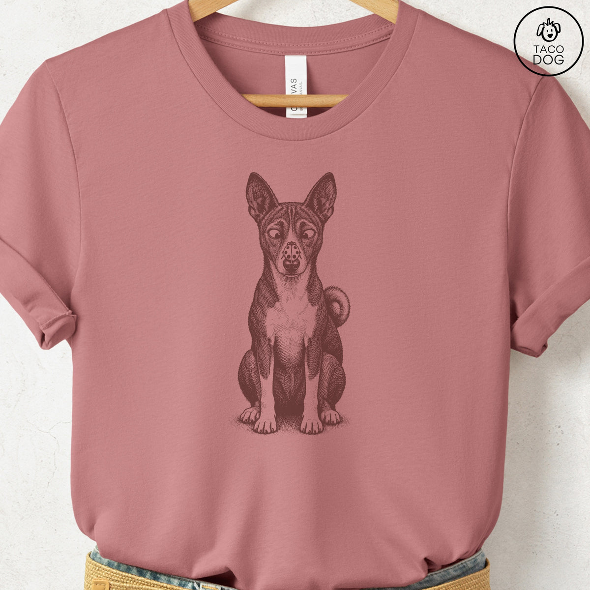 Basenji Ladybug T-Shirt Heather Mauve Taco-Dog