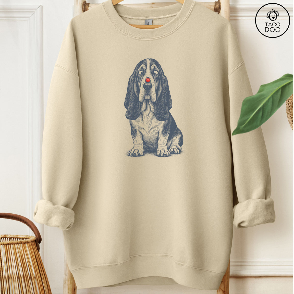 Basset Hound Ladybug Sweatshirt Sand Taco-Dog
