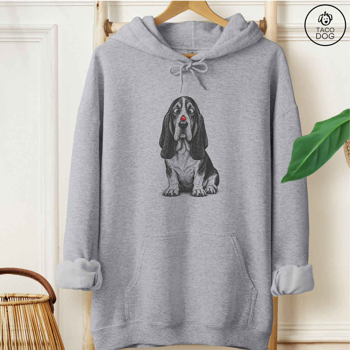 Basset Hound Ladybug Hoodie Graphite Heather Taco-Dog