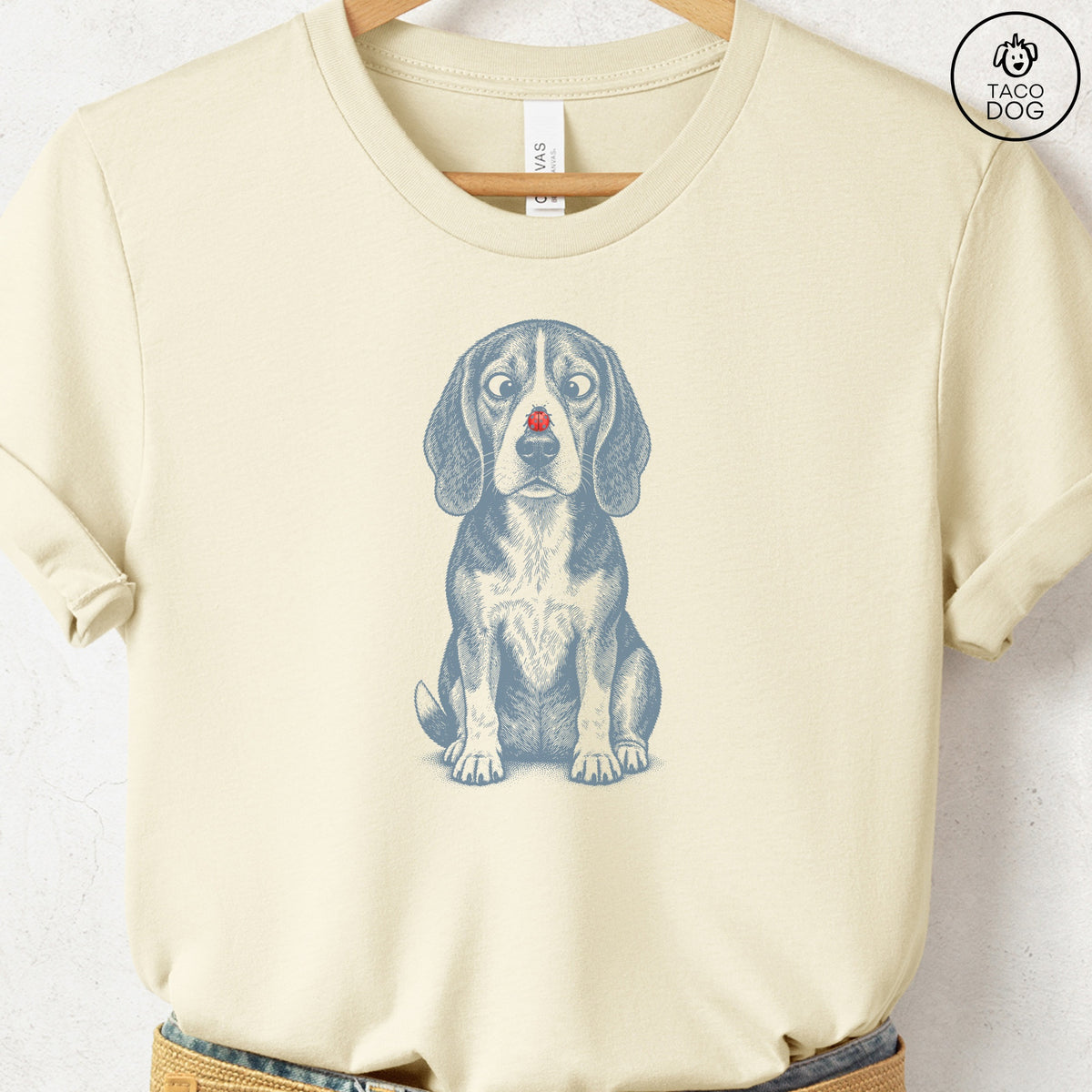 Beagle Ladybug T-Shirt Natural Taco-Dog