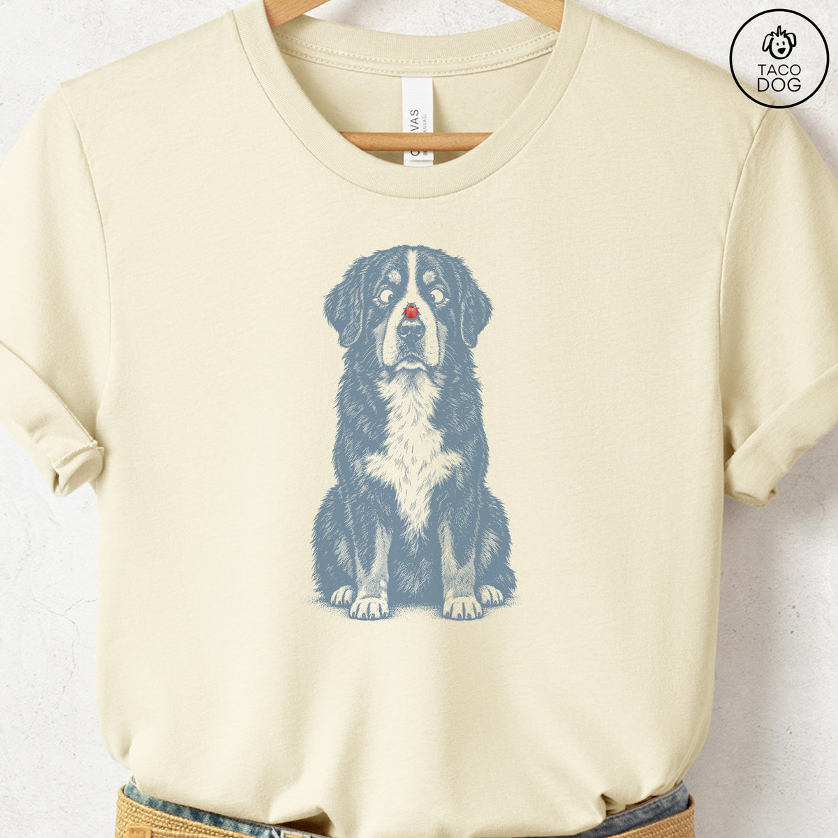 Bernese Mountain Dog Ladybug T-Shirt Natural Taco-Dog