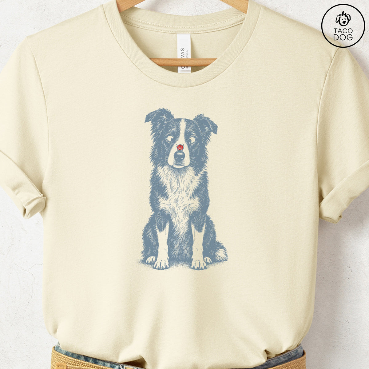 Border Collie Ladybug T-Shirt Natural Taco-Dog
