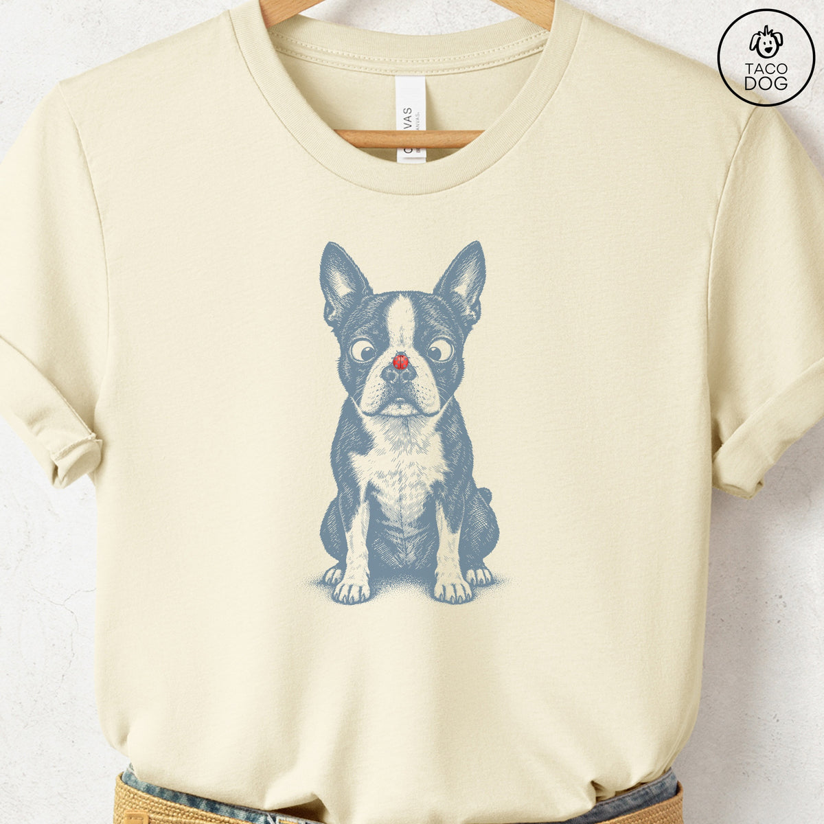 Boston Terrier Ladybug T-Shirt, design close-up