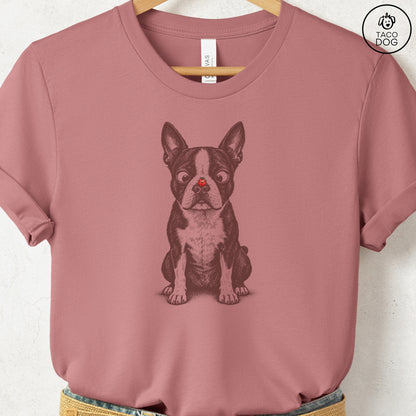 Boston Terrier Ladybug T-Shirt Heather Mauve Taco-Dog