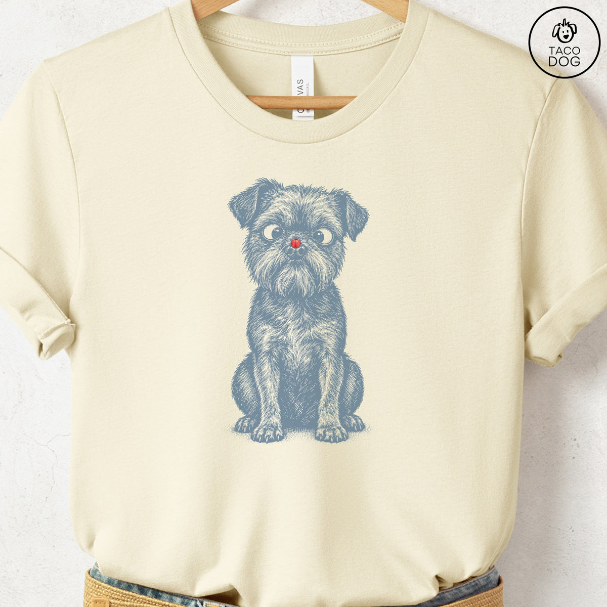 Brussels Griffon Ladybug T-Shirt Natural Taco-Dog