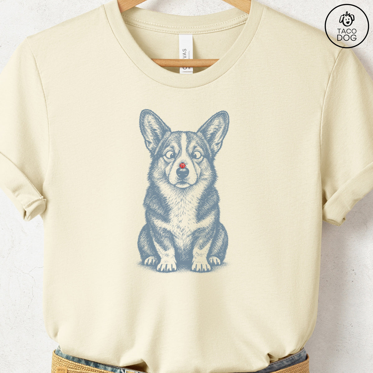 Corgi Ladybug T-Shirt Natural Taco-Dog