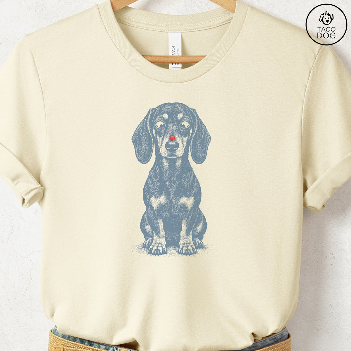 Dachshund Ladybug T-Shirt Natural Taco-Dog