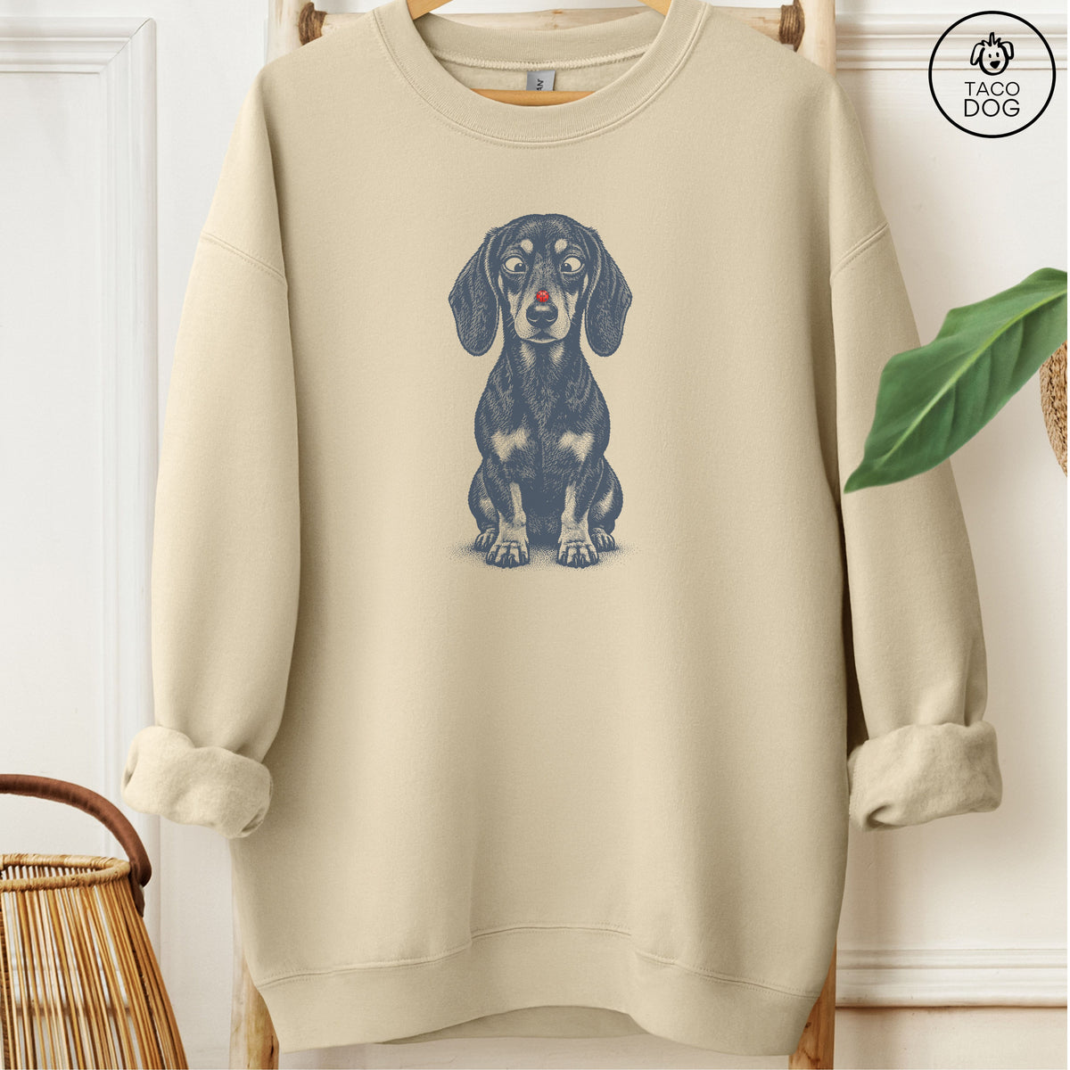 Dachshund Ladybug Sweatshirt Sand Taco-Dog