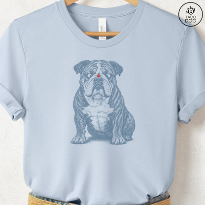 English Bulldog Ladybug T-Shirt Light Blue Taco-Dog