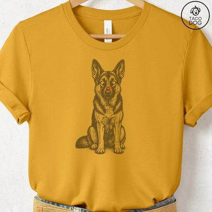 German Shepherd Ladybug T-Shirt Mustard Taco-Dog