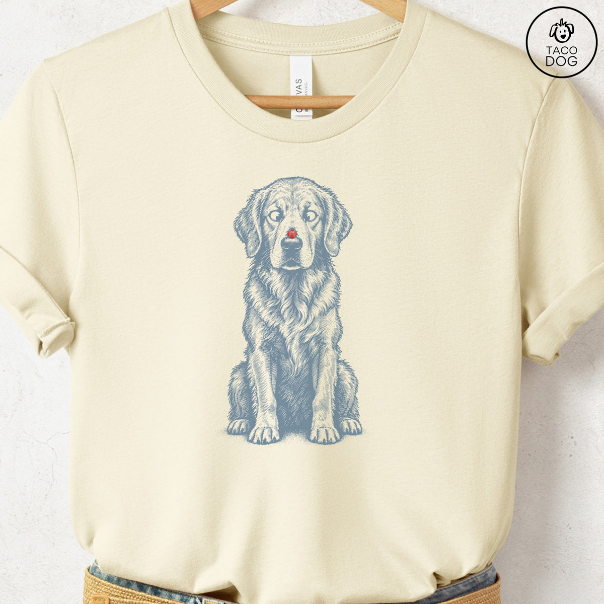 Golden Retriever Ladybug T-Shirt Natural Taco-Dog