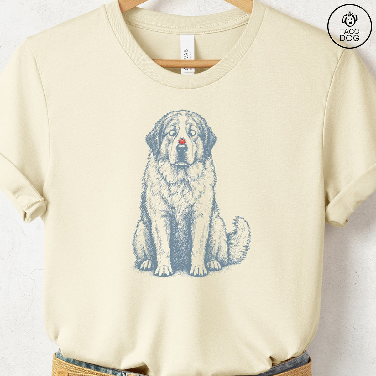 Great Pyrenees Ladybug T-Shirt, design close-up