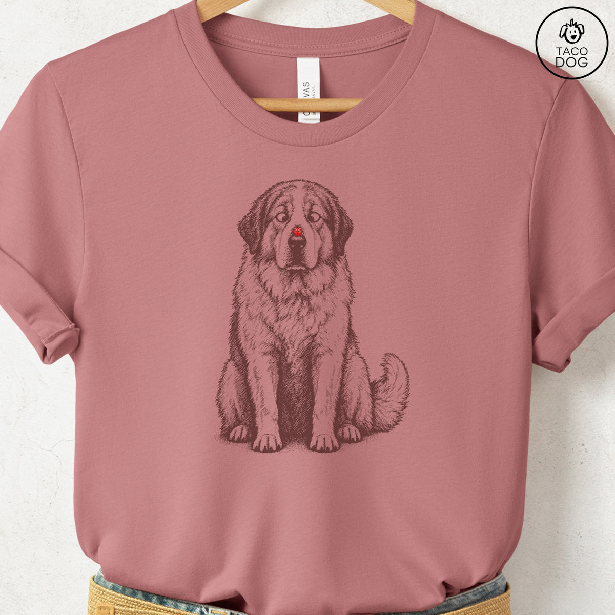 Great Pyrenees Ladybug T-Shirt Heather Mauve Taco-Dog