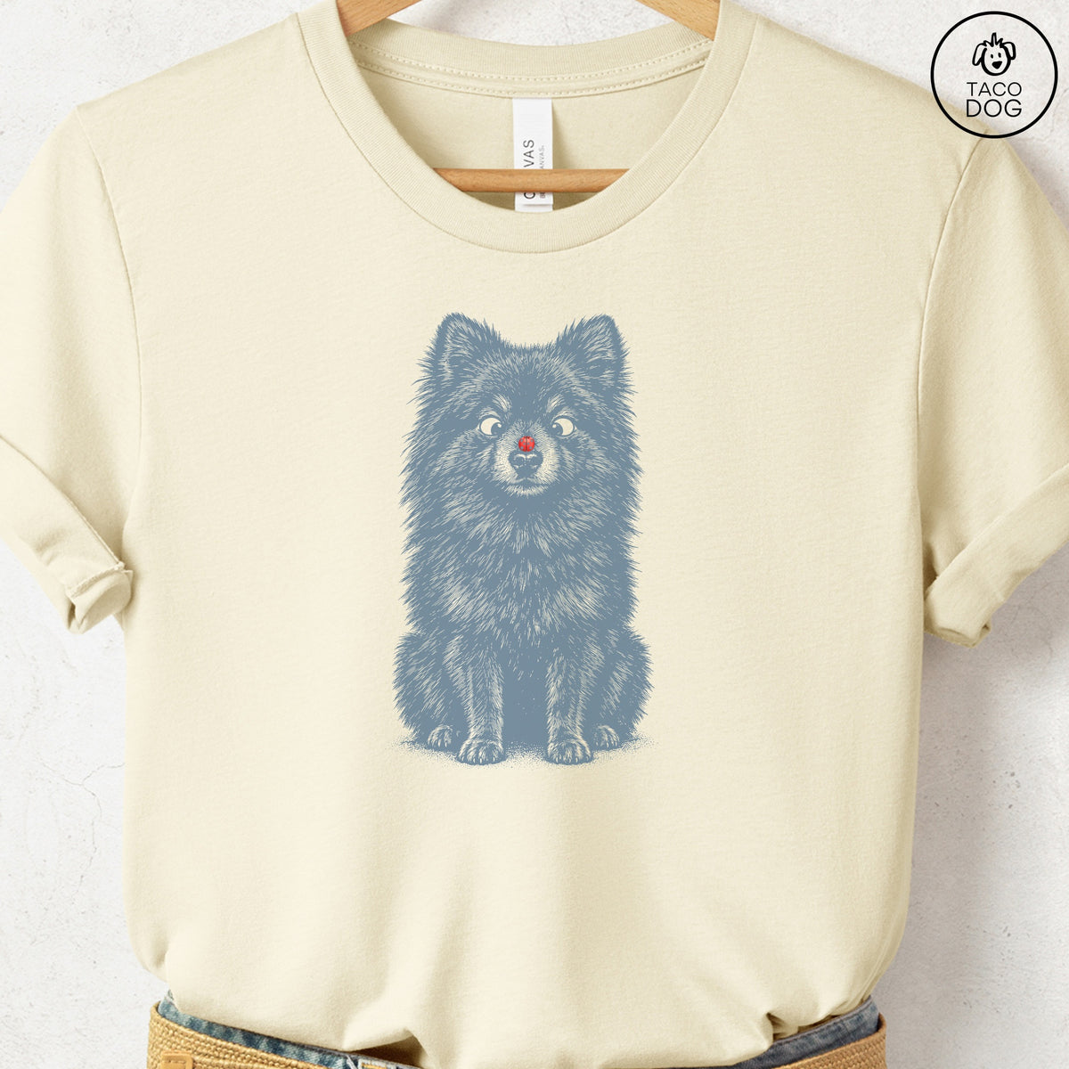 Pomeranian Ladybug T-Shirt Natural Taco-Dog