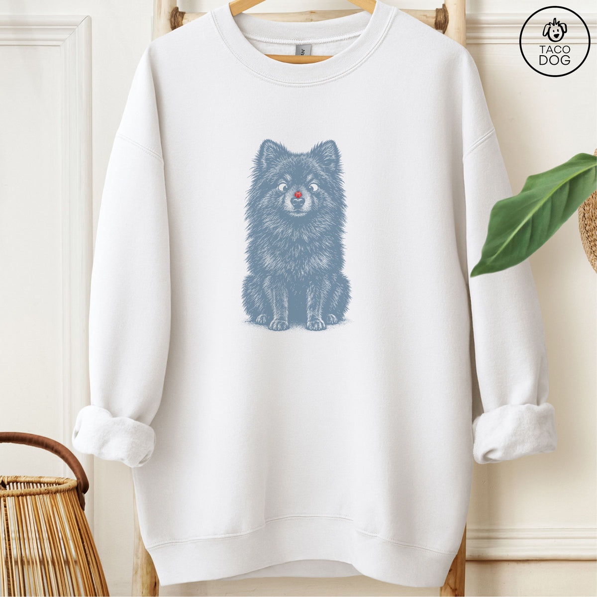 Pomeranian Ladybug Sweatshirt White Taco-Dog