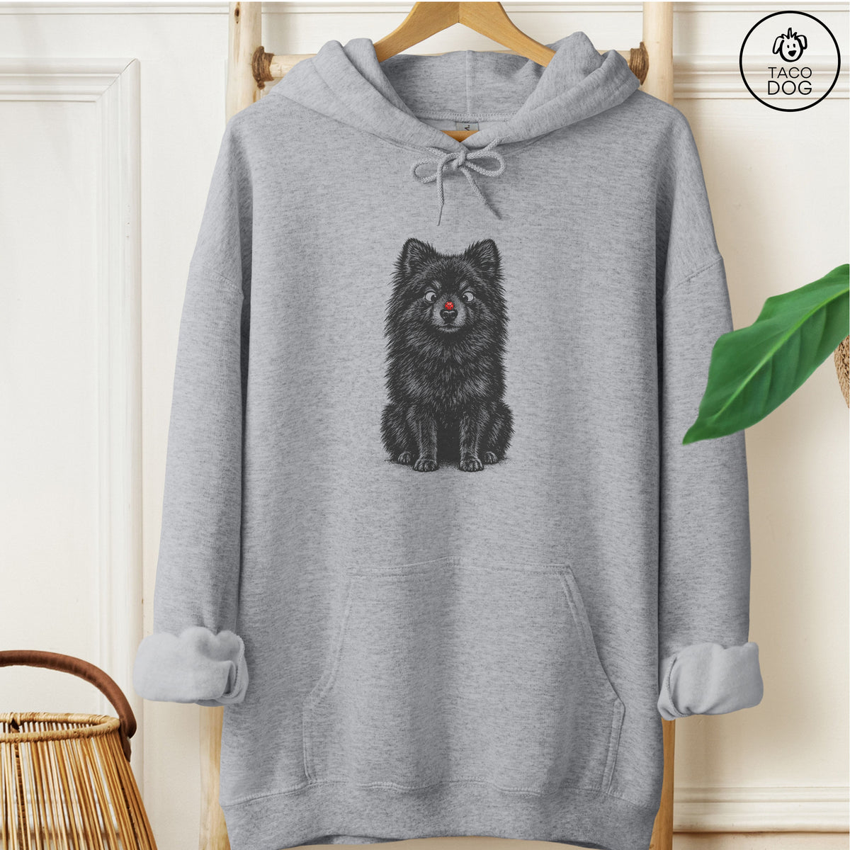 Pomeranian Ladybug Hoodie Graphite Heather Taco-Dog