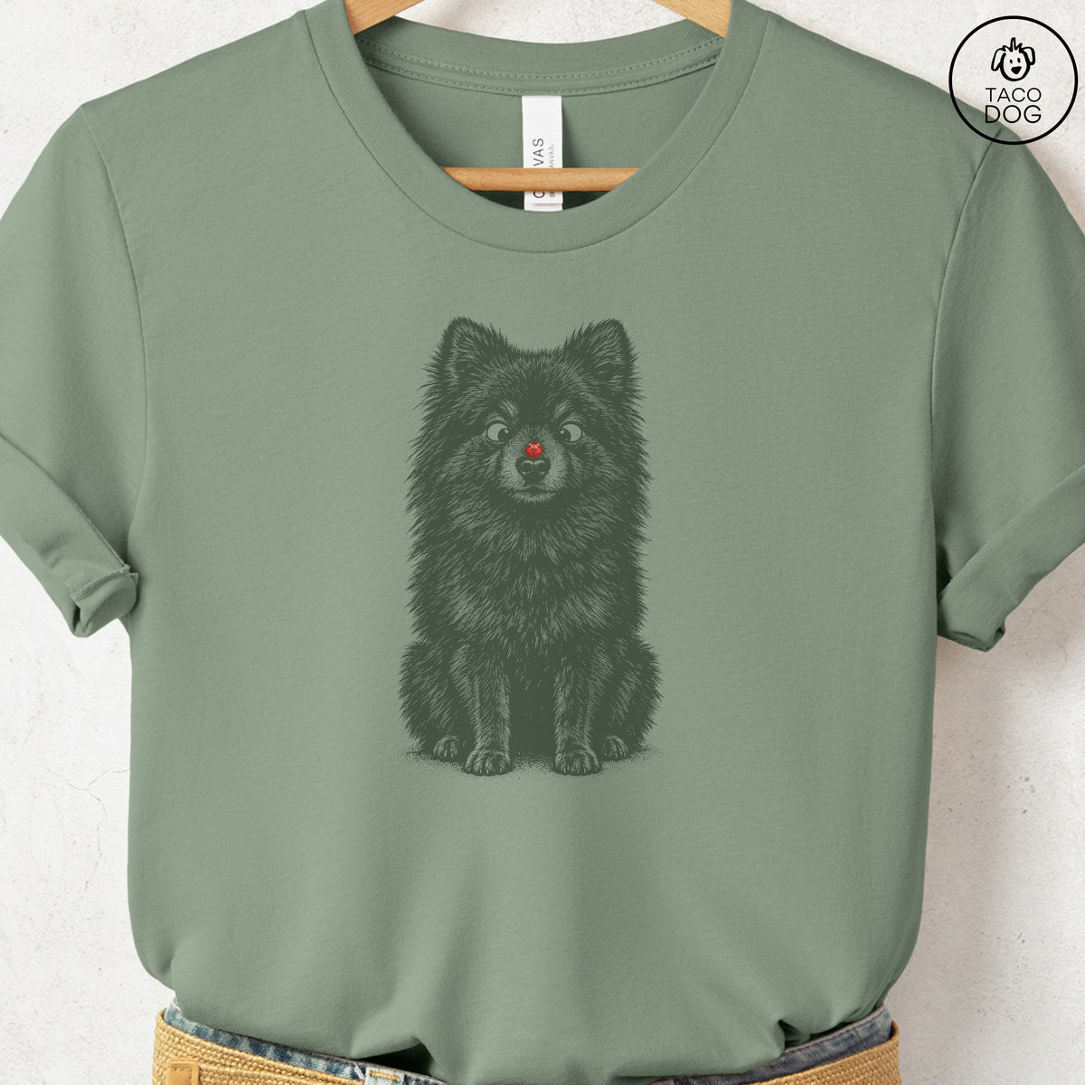 Pomeranian Ladybug T-Shirt Sage Taco-Dog