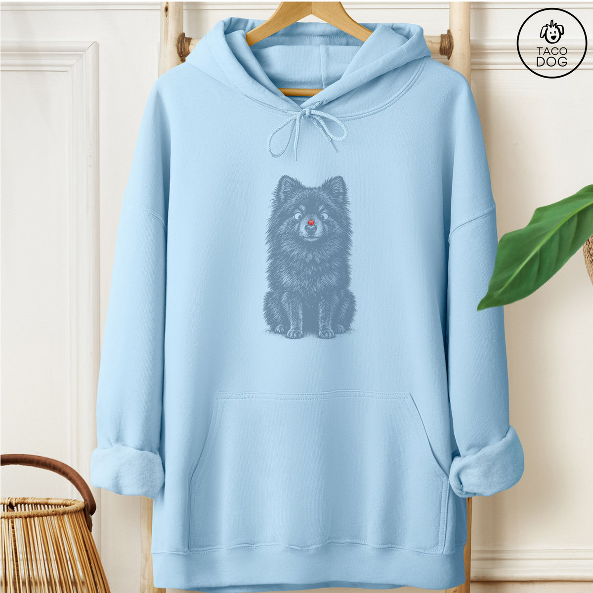Pomeranian Ladybug Hoodie Light Blue Taco-Dog