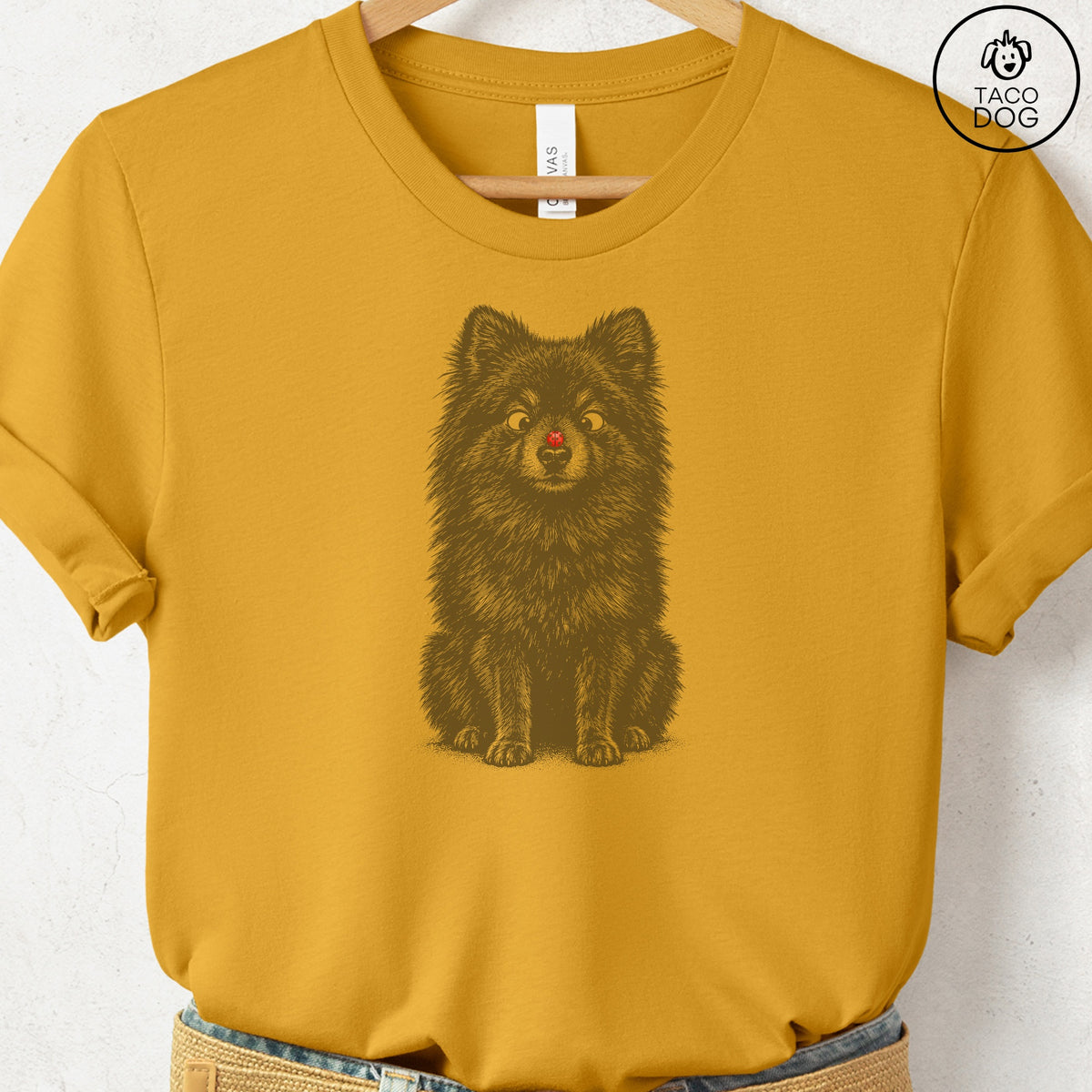 Pomeranian Ladybug T-Shirt Mustard Taco-Dog
