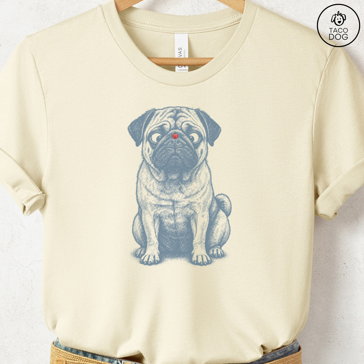 Pug Ladybug T-Shirt Natural Taco-Dog