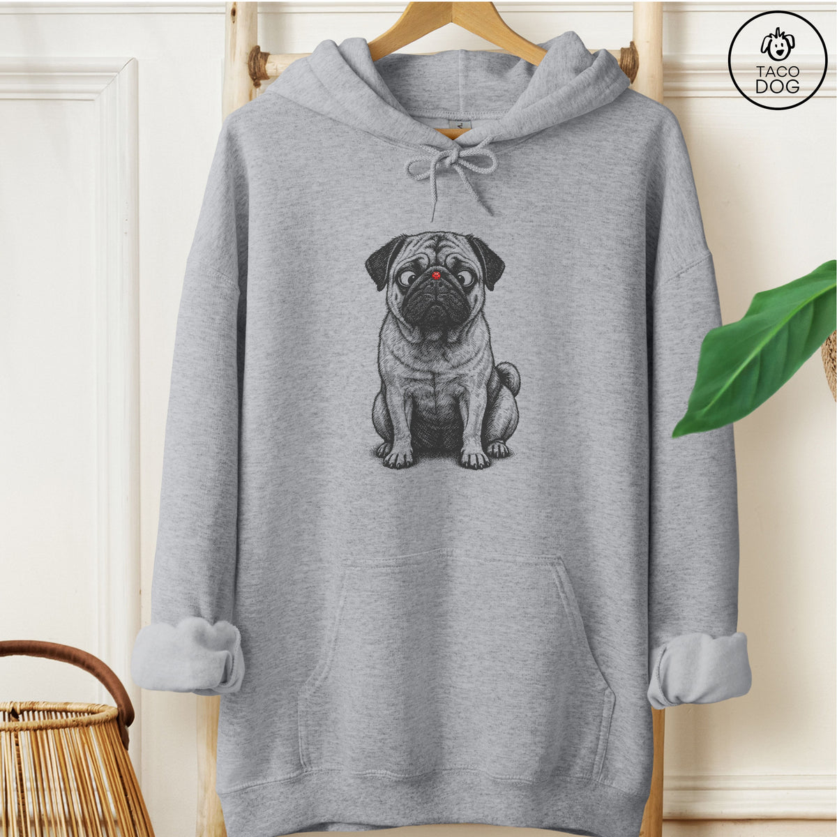 Pug Ladybug Hoodie Graphite Heather Taco-Dog