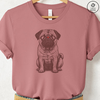 Pug Ladybug T-Shirt Heather Mauve Taco-Dog