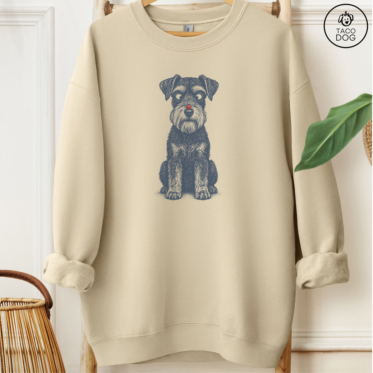 Schnauzer Ladybug Sweatshirt Sand Taco-Dog