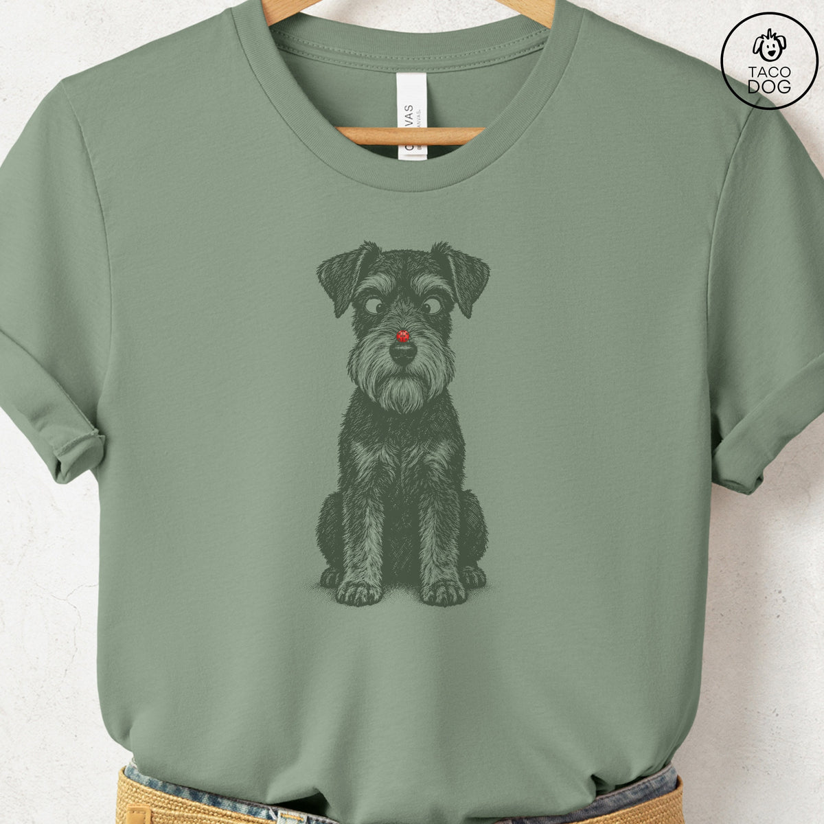 Schnauzer Ladybug T-Shirt Sage Taco-Dog