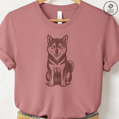 Shiba Inu Ladybug T-Shirt Heather Mauve Taco-Dog