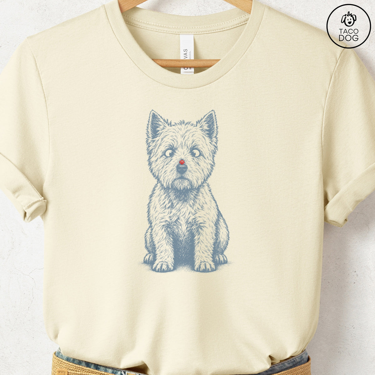 Westie Ladybug T-Shirt Natural Taco-Dog
