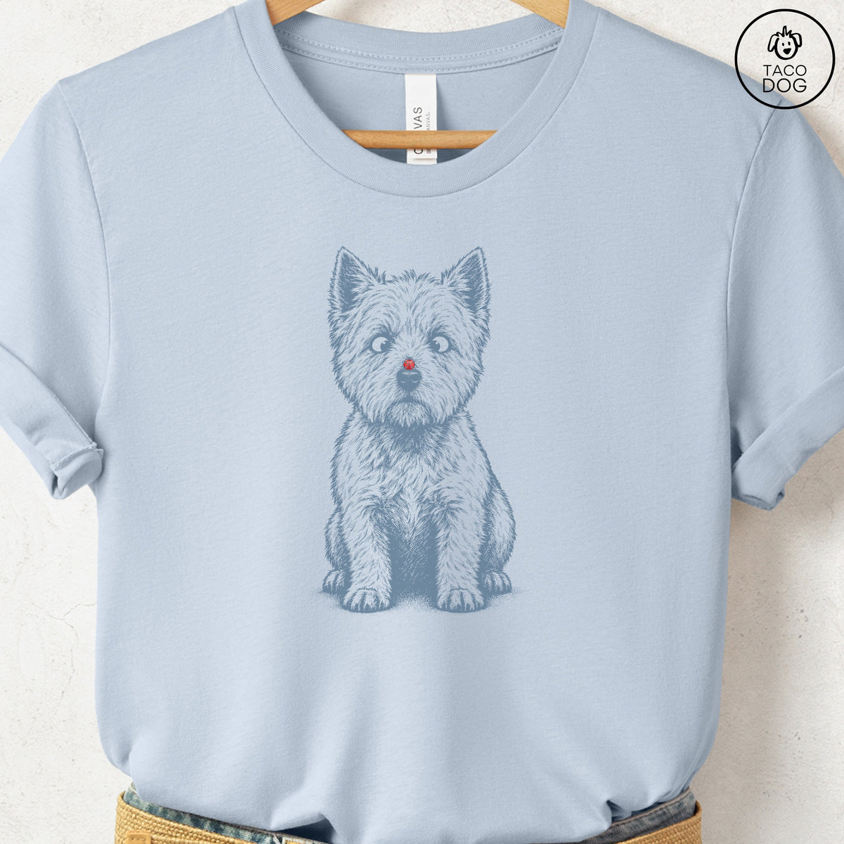 Westie Ladybug T-Shirt Light Blue Taco-Dog
