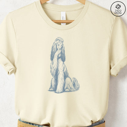 Afghan Hound Laughing T-Shirt Natural Taco-Dog