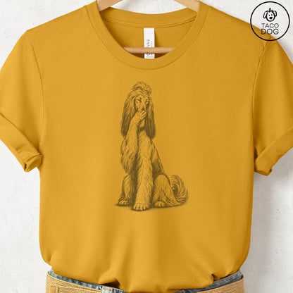 Afghan Hound Laughing T-Shirt Mustard Taco-Dog