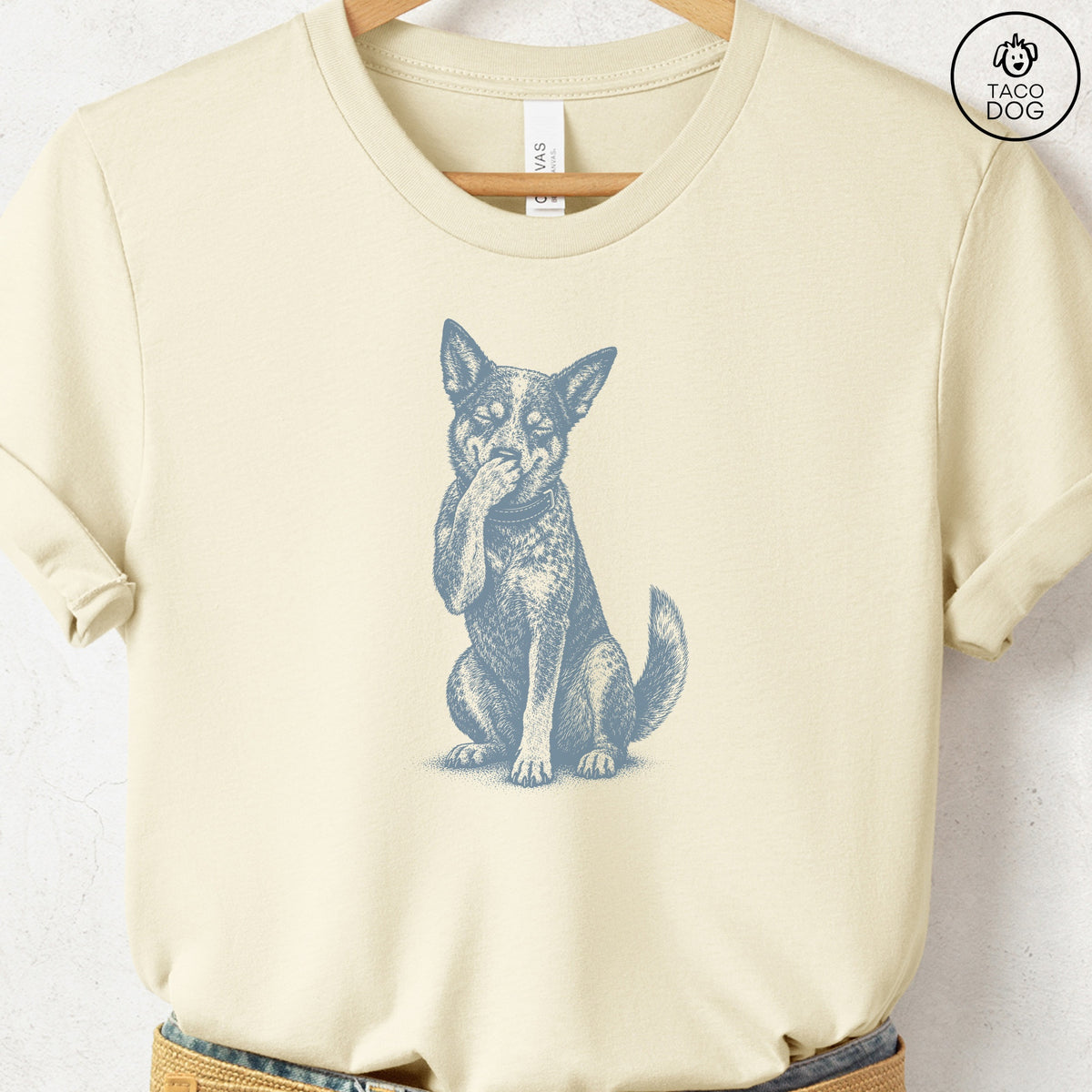 Australian Cattle Dog Laughing T-Shirt Natural Taco-Dog