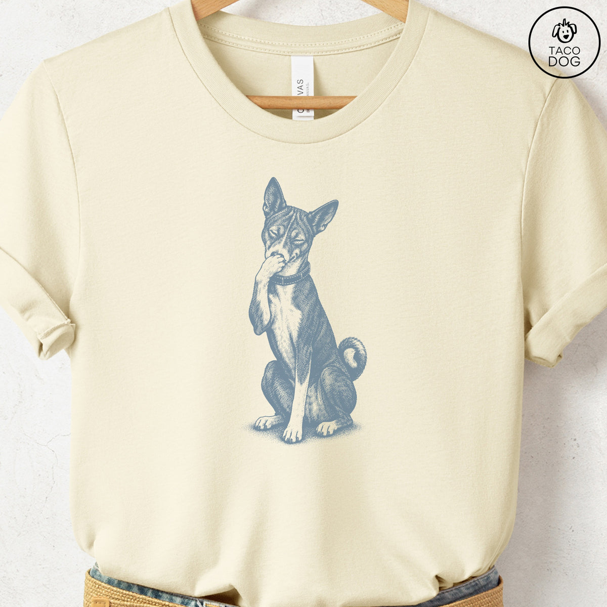 Basenji Laughing T-Shirt Natural Taco-Dog