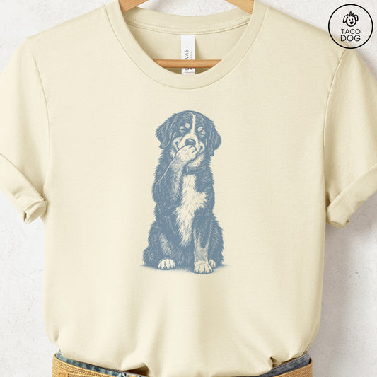 Bernese Mountain Dog Laughing T-Shirt Natural Taco-Dog