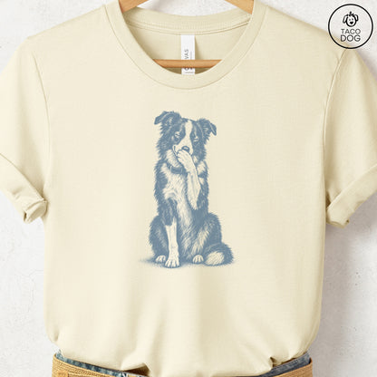 Border Collie Laughing T-Shirt Natural Taco-Dog