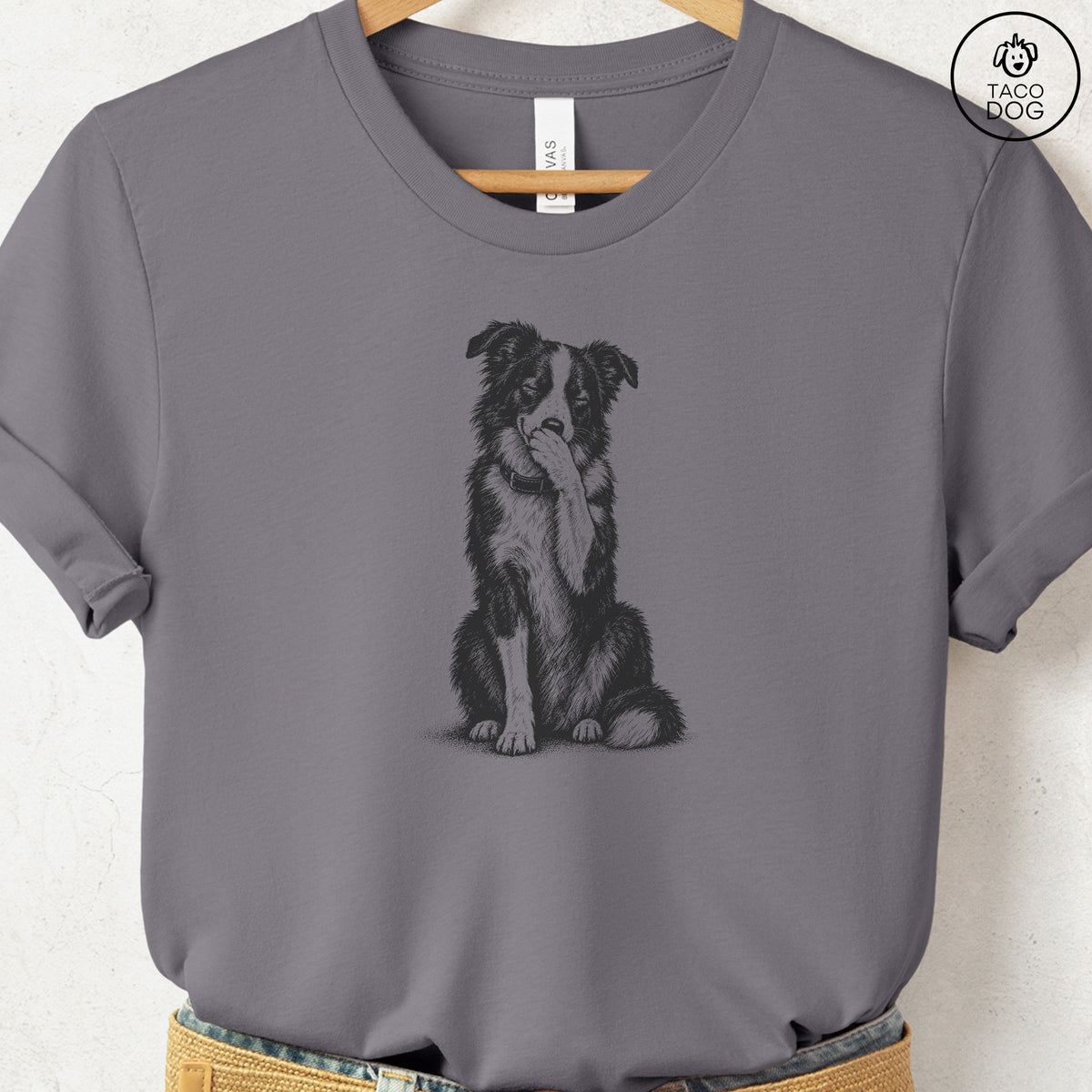 Border Collie Laughing T-Shirt Storm Taco-Dog