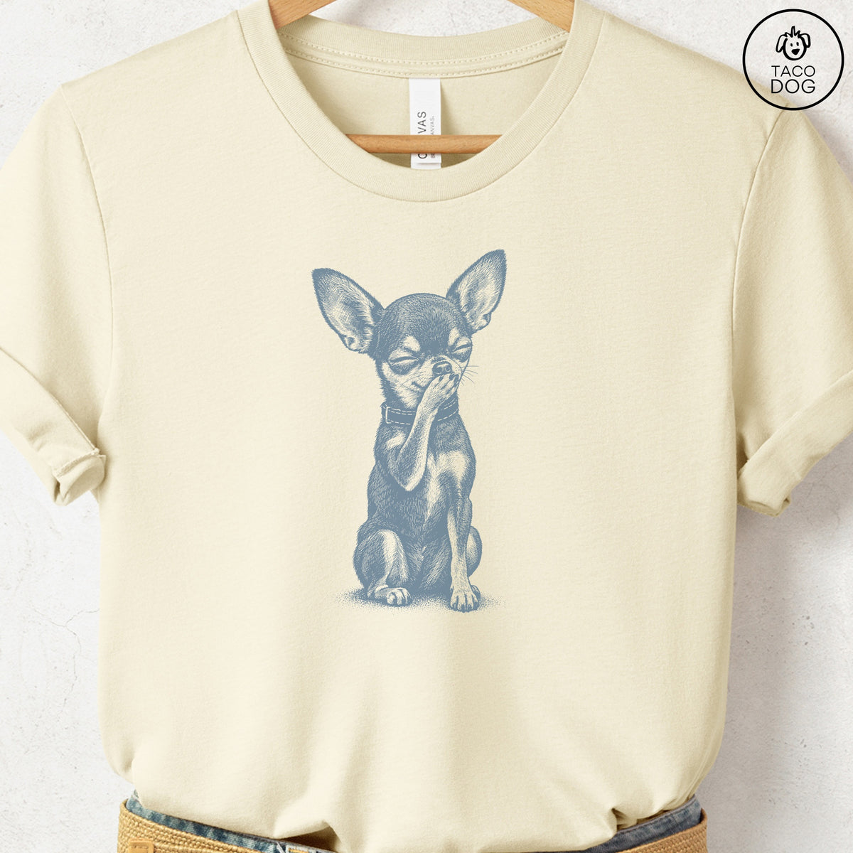 Chihuahua Laughing T-Shirt Natural Taco-Dog