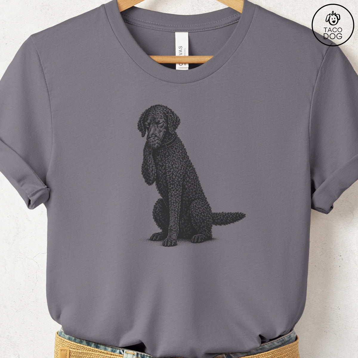 Curly-Coated Retriever Laughing T-Shirt Storm Taco-Dog