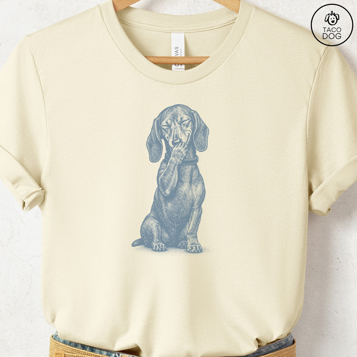 Dachshund Laughing T-Shirt Natural Taco-Dog