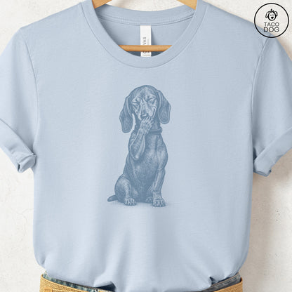 Dachshund Laughing T-Shirt Light Blue Taco-Dog