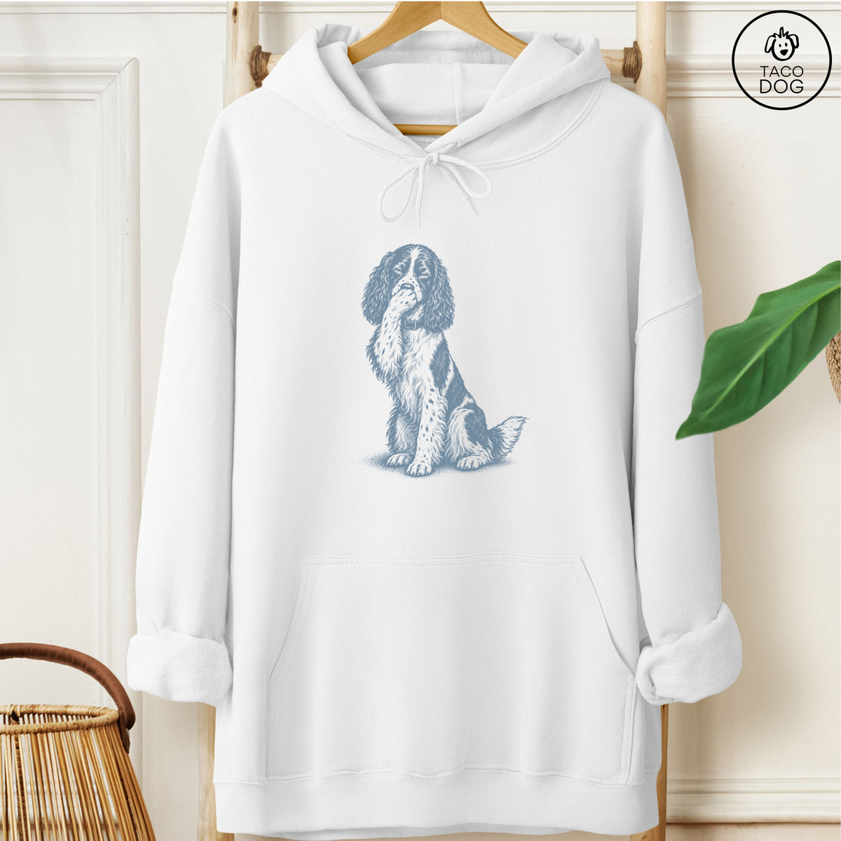 Springer Spaniel Laughing Hoodie White Taco-Dog