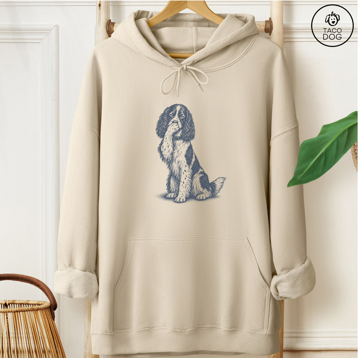 Springer Spaniel Laughing Hoodie Sand Taco-Dog