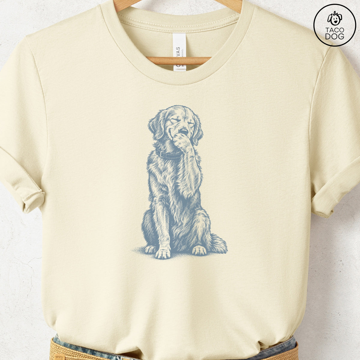Golden Retriever Laughing T-Shirt Natural Taco-Dog